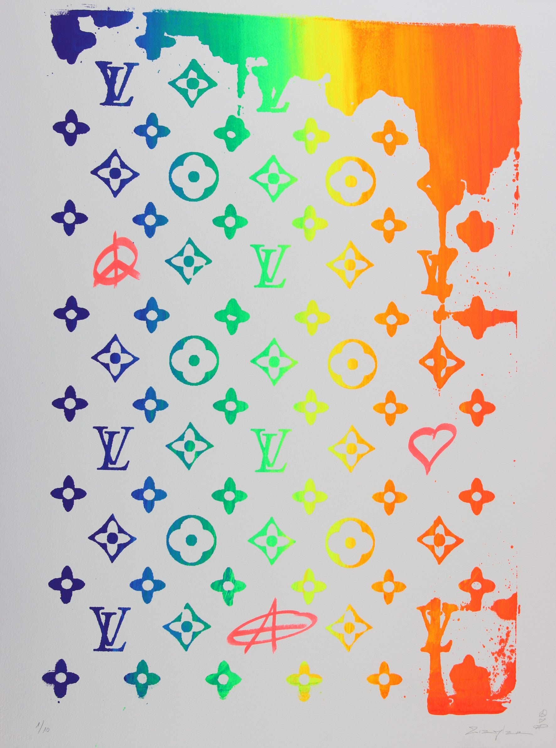 Louis Vuitton Monogram Rainbow Playground Graphic Sweat 1AB5KG 1AB5KF, Yellow, S