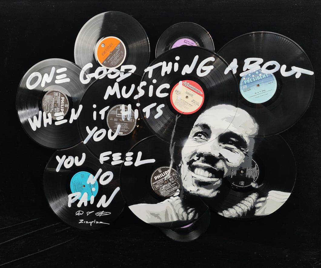 BOB MARLEY on vinyl records mixt media by Ziegler T