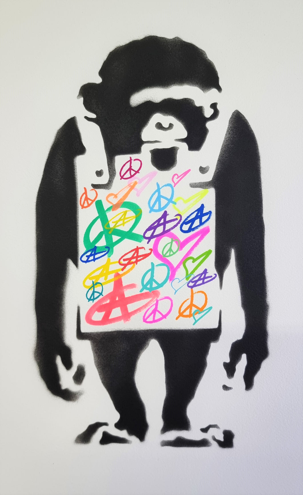 Peace Love and Anarchy Monkey Sign by Ziegler T