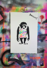 Load image into Gallery viewer, Peace Love and Anarchy Monkey Sign by Ziegler T
