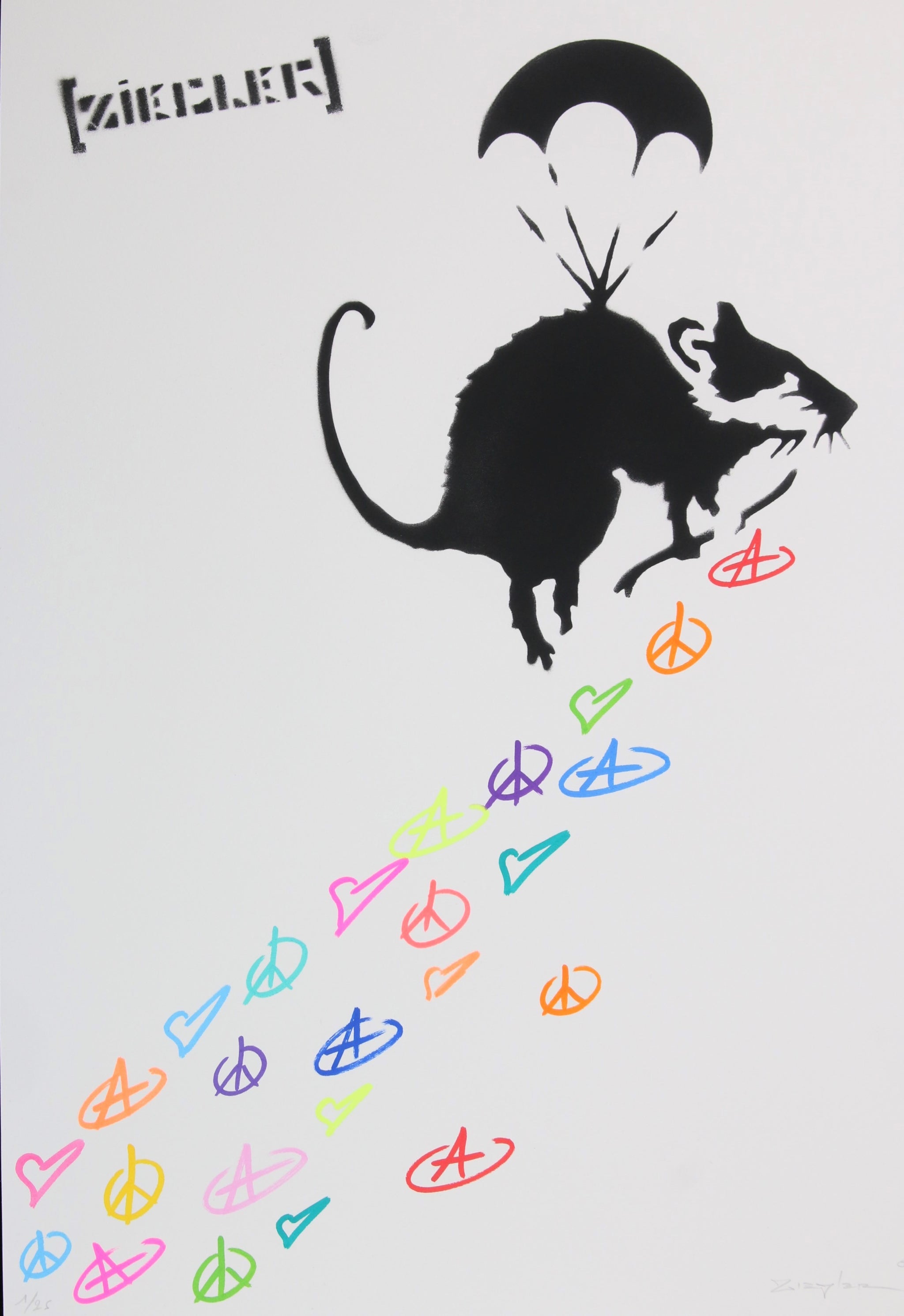 Banksy バンクシー 「Anarchy Rat」 シリアル サイン 書類付き